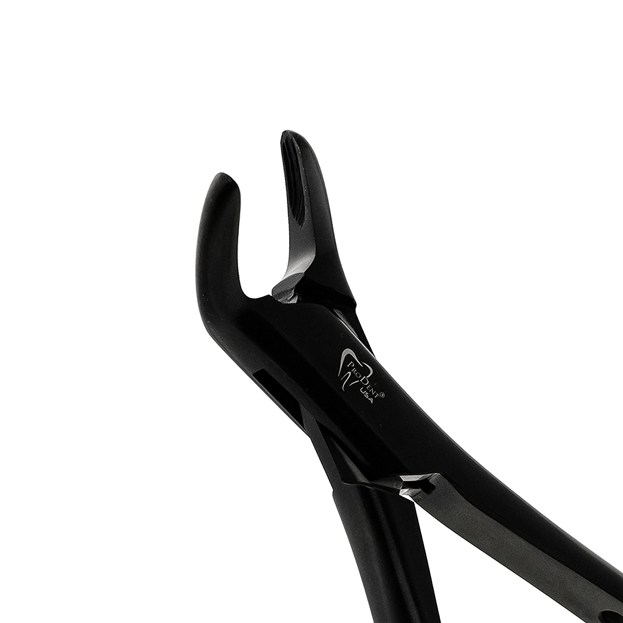 a pair of black dental pliers on a white background .
