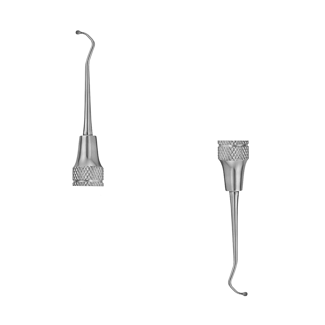 two excavator steel tips for dental instruments