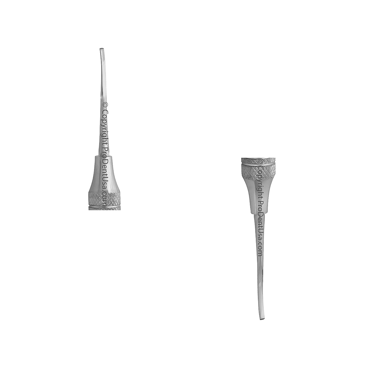 a pair of dental chisel tool heads on a white background