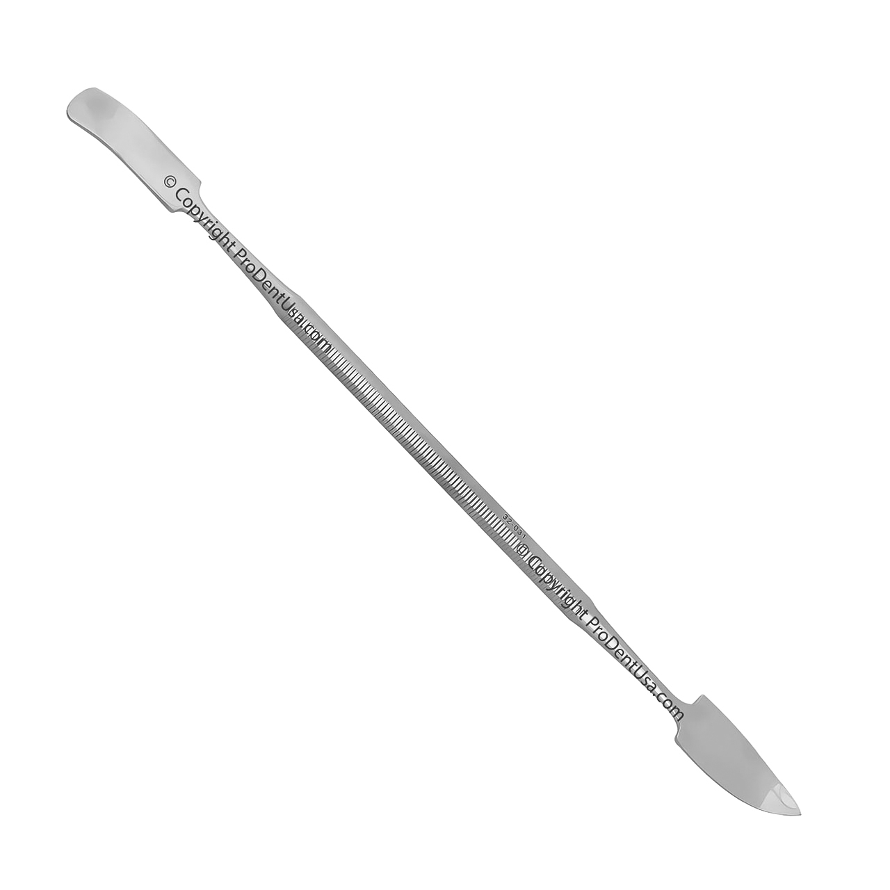 a stainless steel spatula with a long handle on a white background