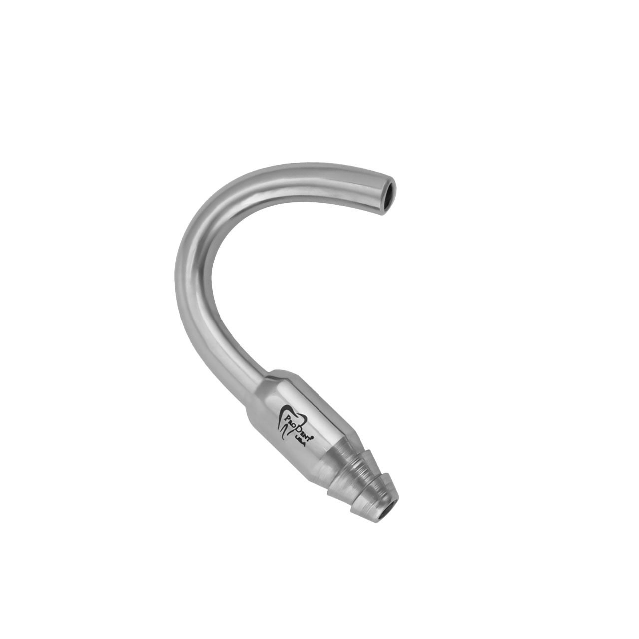 a close up of a dental curved aspirator tip