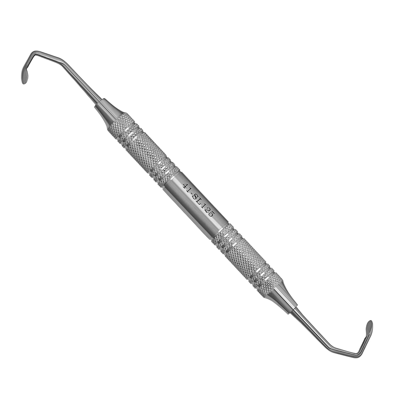a dental instrument with a long handle on a white background