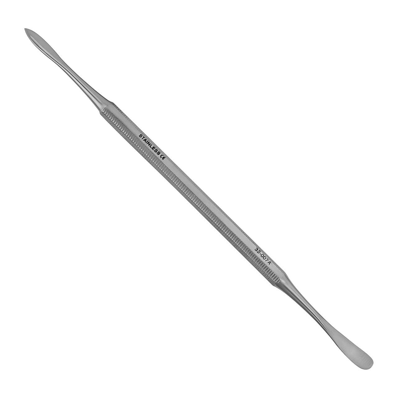a stainless steel dental tool with numbers on it.
