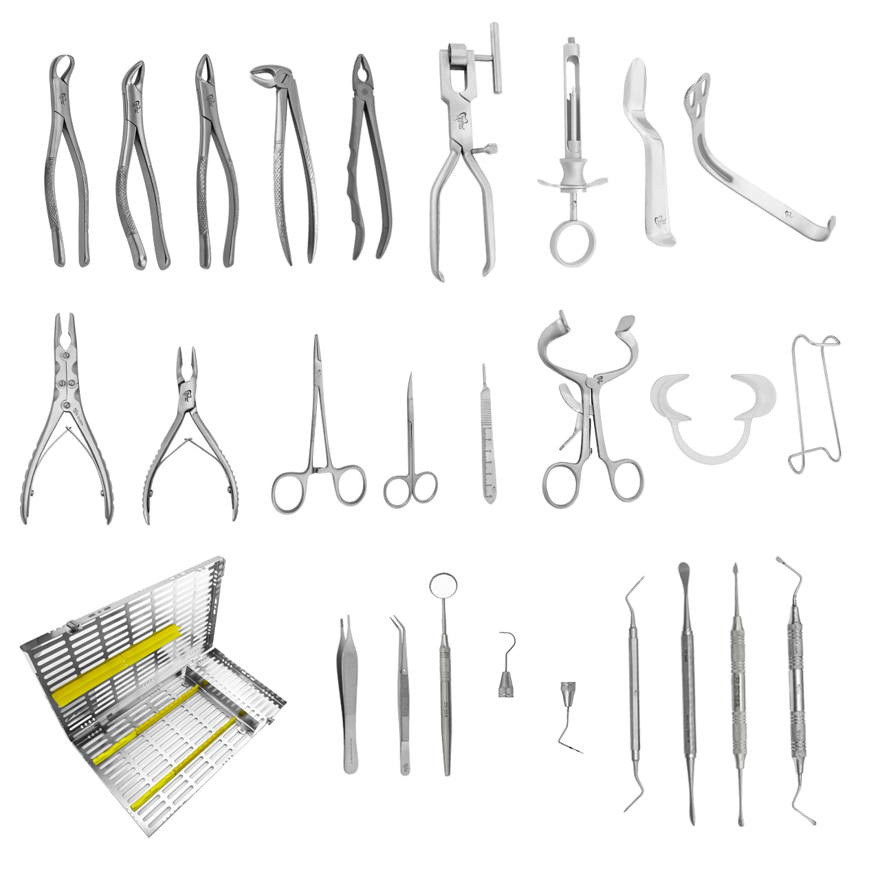 a variety of dental instruments