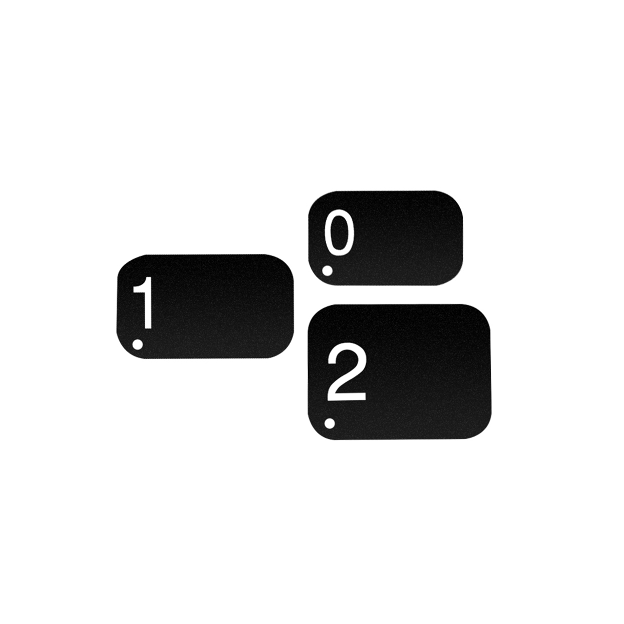 three black squares with the numbers 1 0 and 2 on them