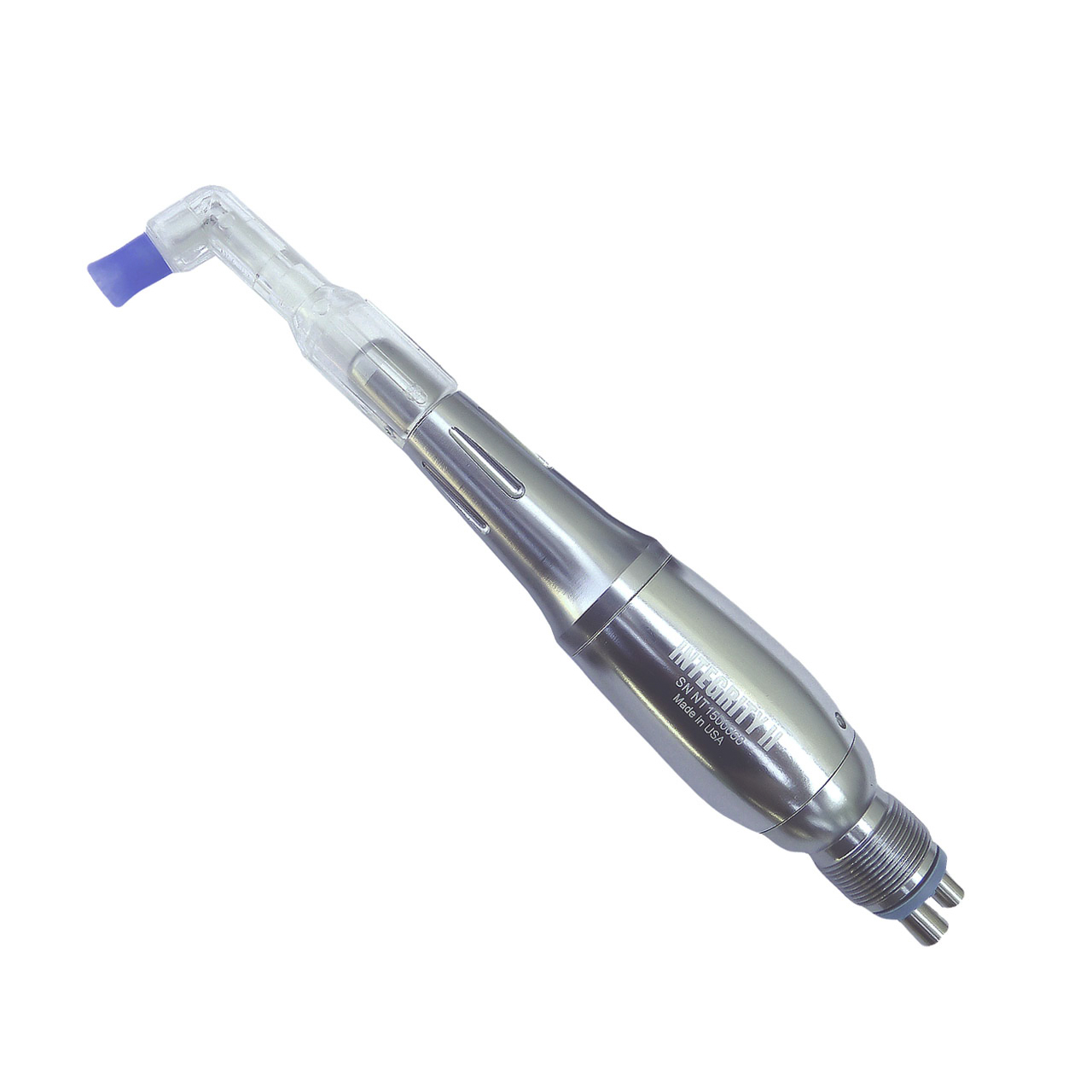 silver dental tool with purple tip