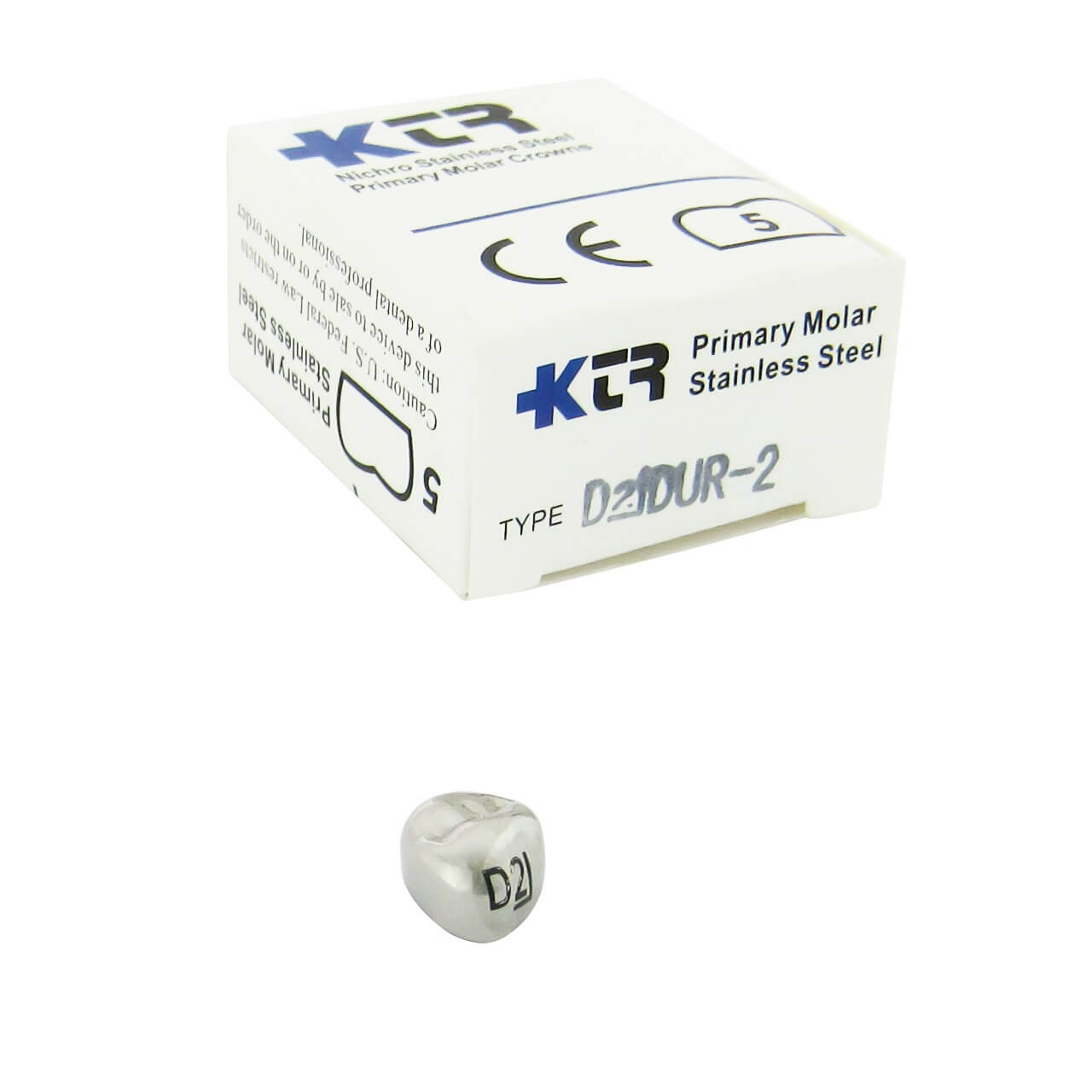 a box of primary molar stainless steel type d2 dur-2