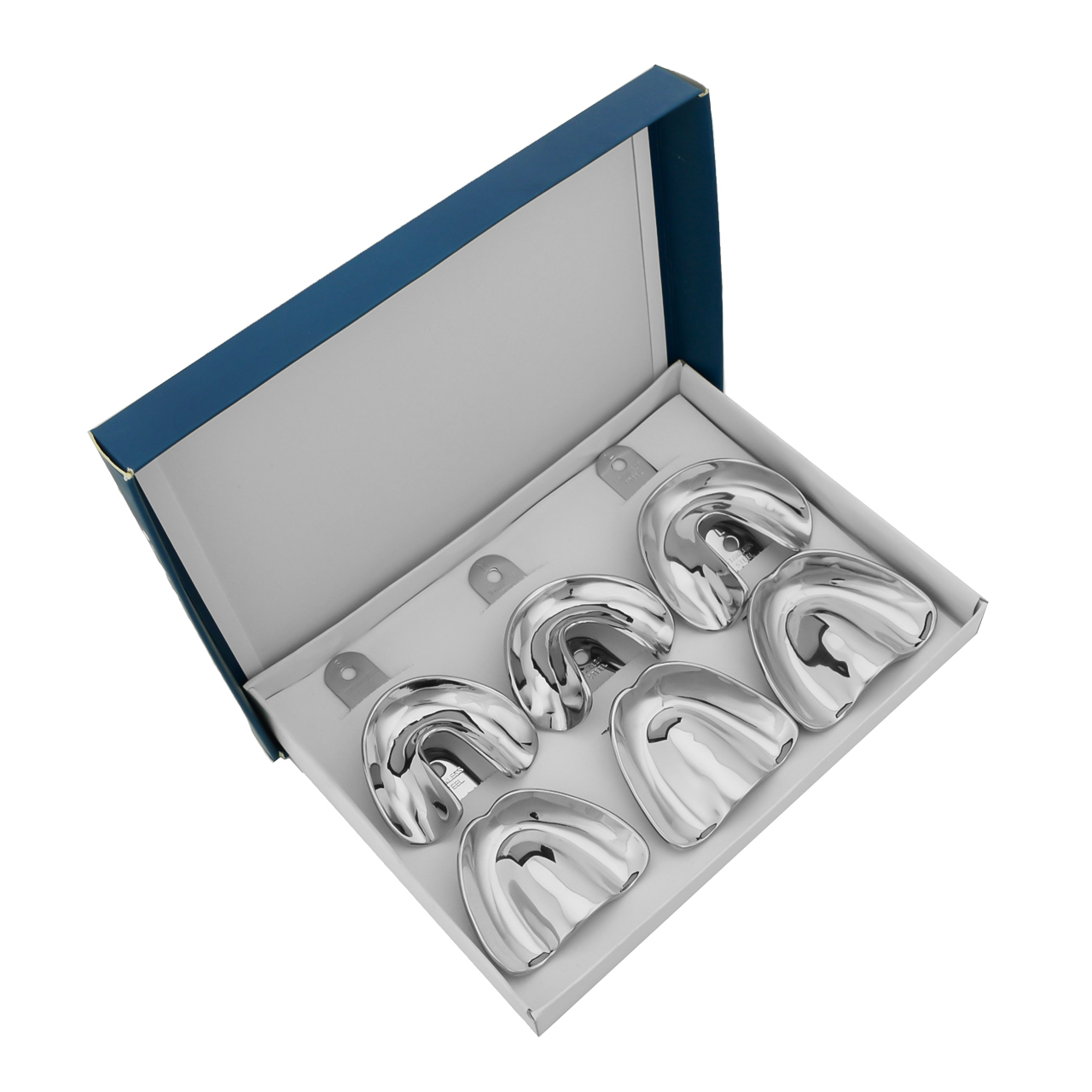 set of 6 solid impression trays for teeth in open box