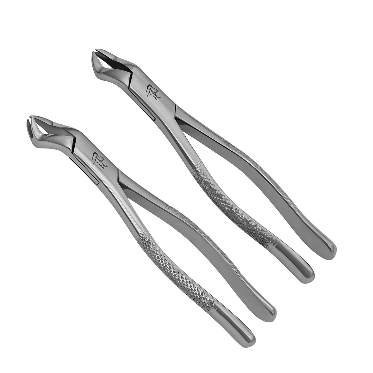 upper and lower steel extraction forceps for tooth removal