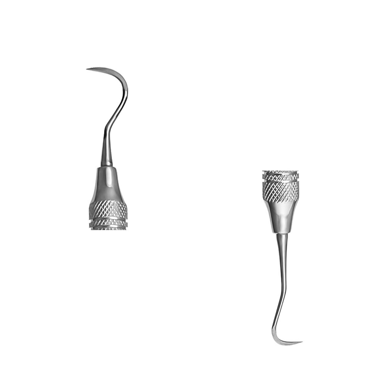 a pair of dental instrument hooks on a white background
