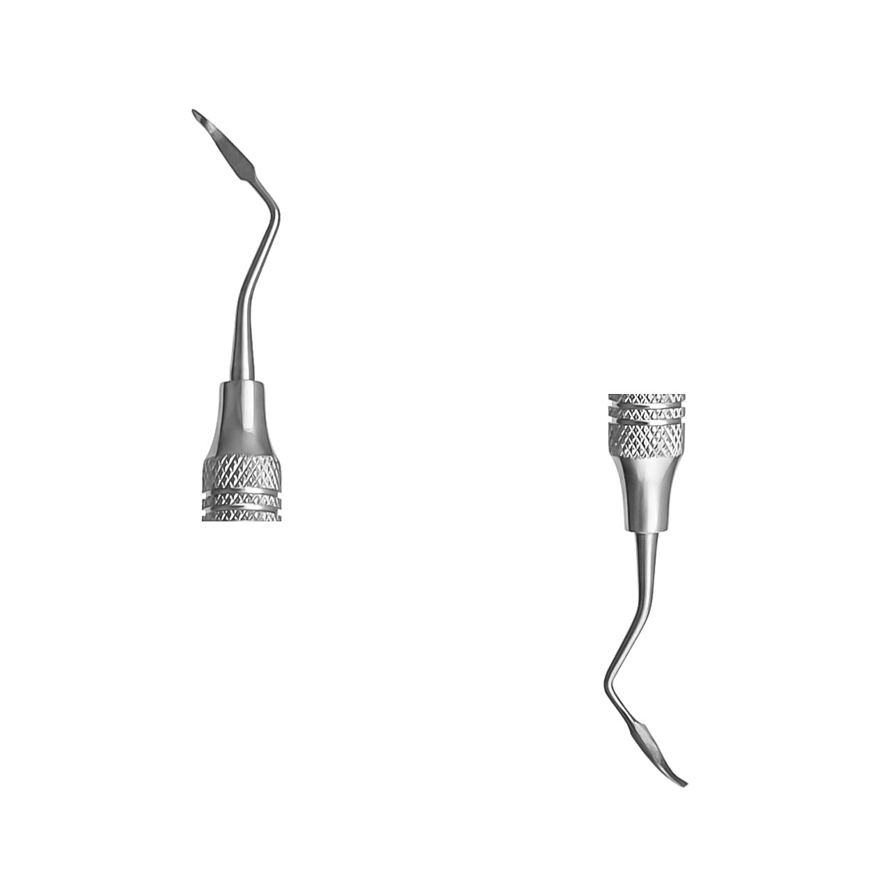 two steel scalers tips for dental instruments