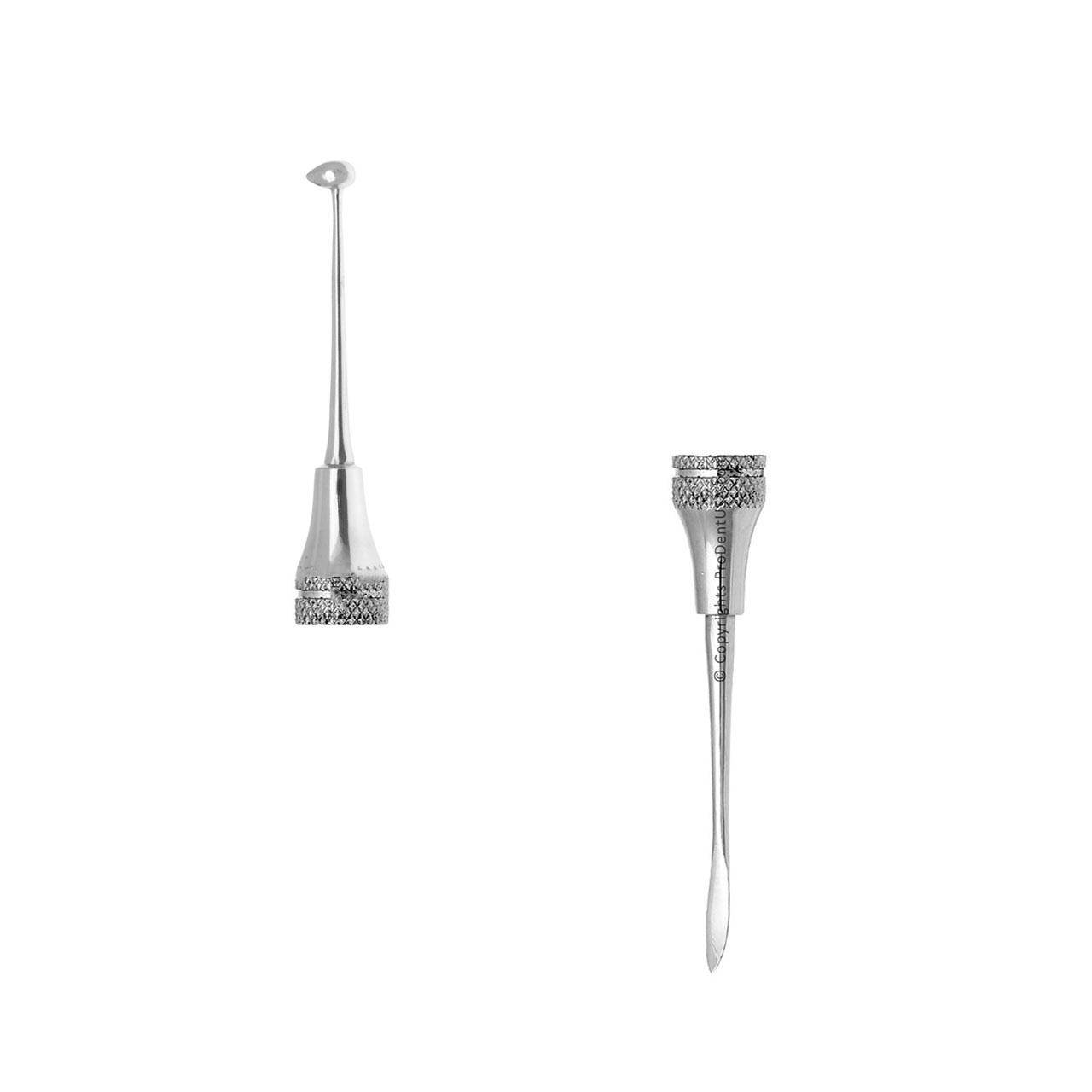 a pair of stainless dental burnishers on a white background