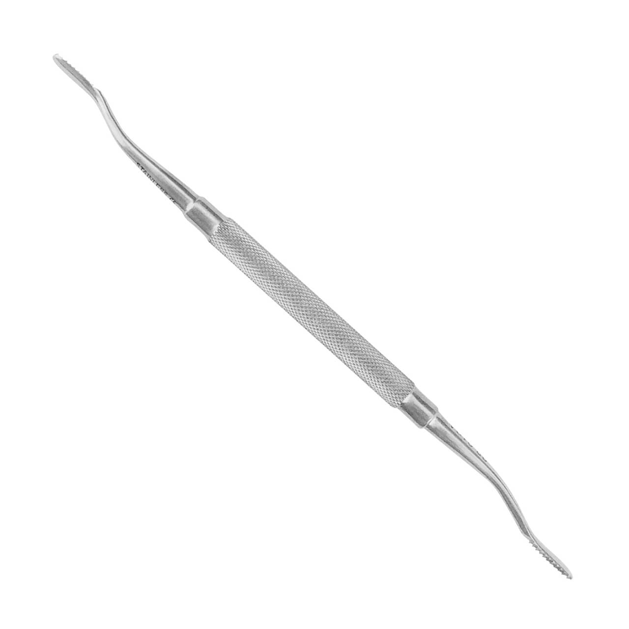 a close up of a dental instrument on a white background