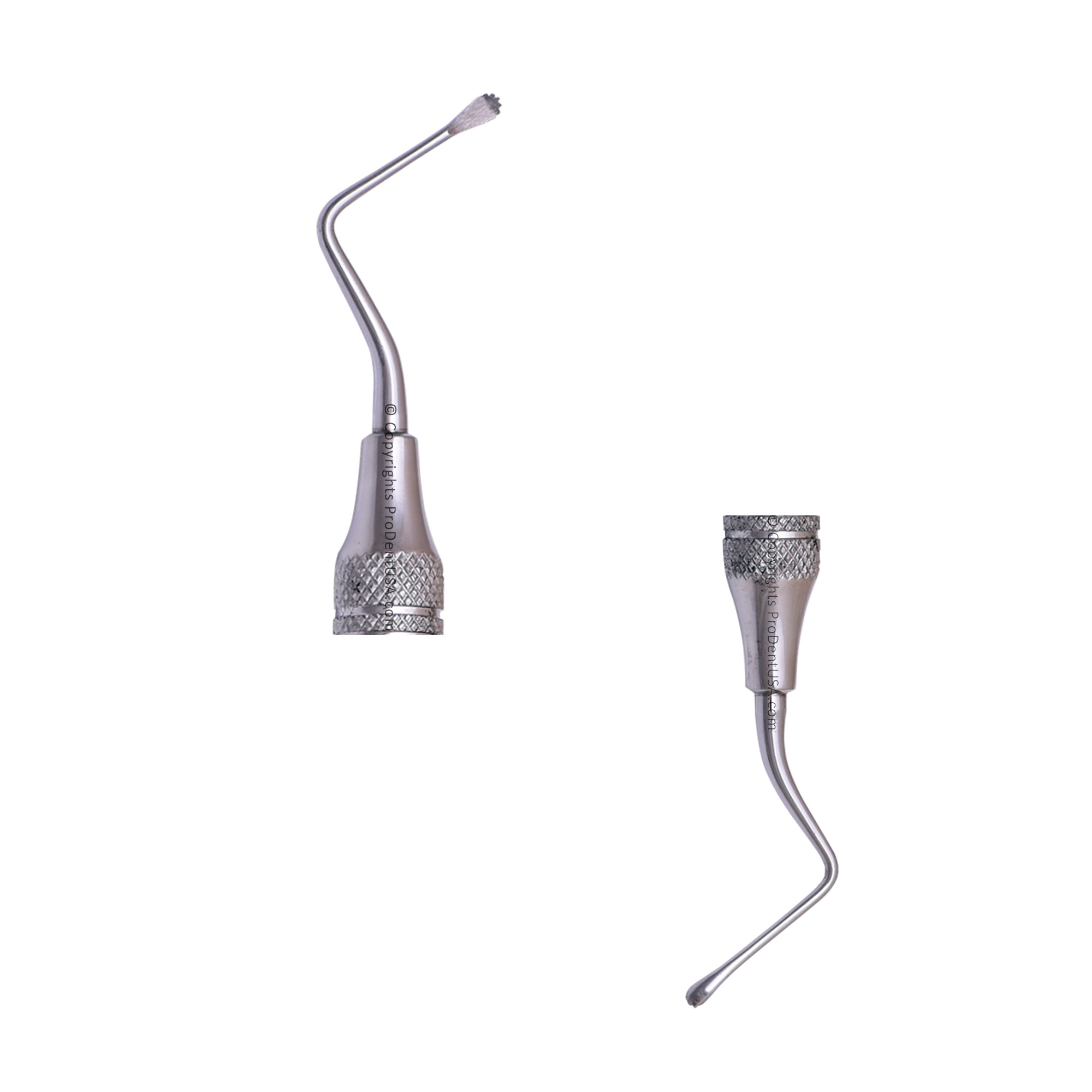 parts of a silver dental instrument with hooks