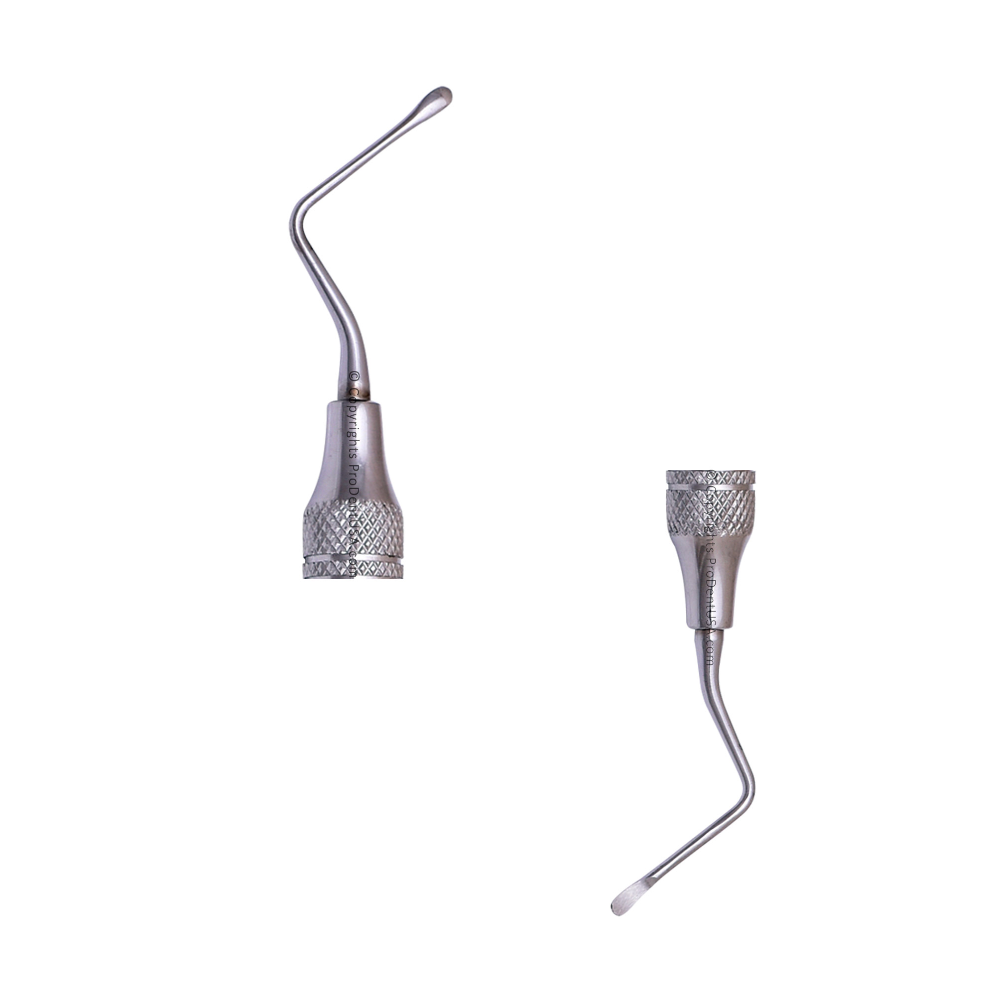 Close-up image of a Lucas Bone Curette, featuring sharp, curved tips.