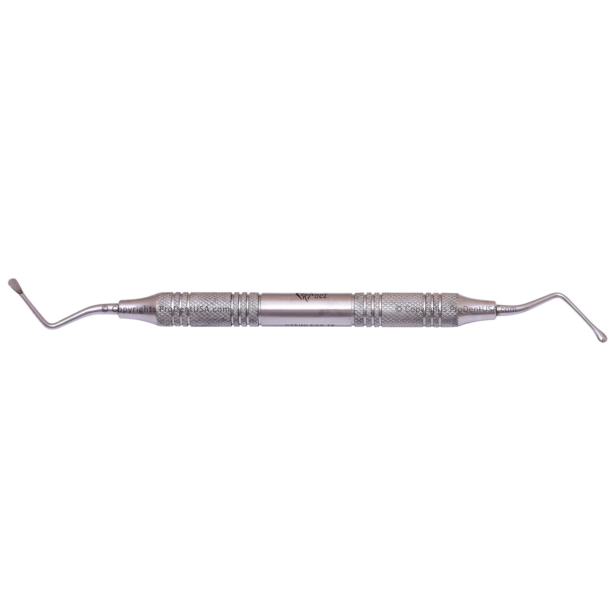 a close up of a dental instrument on a white background