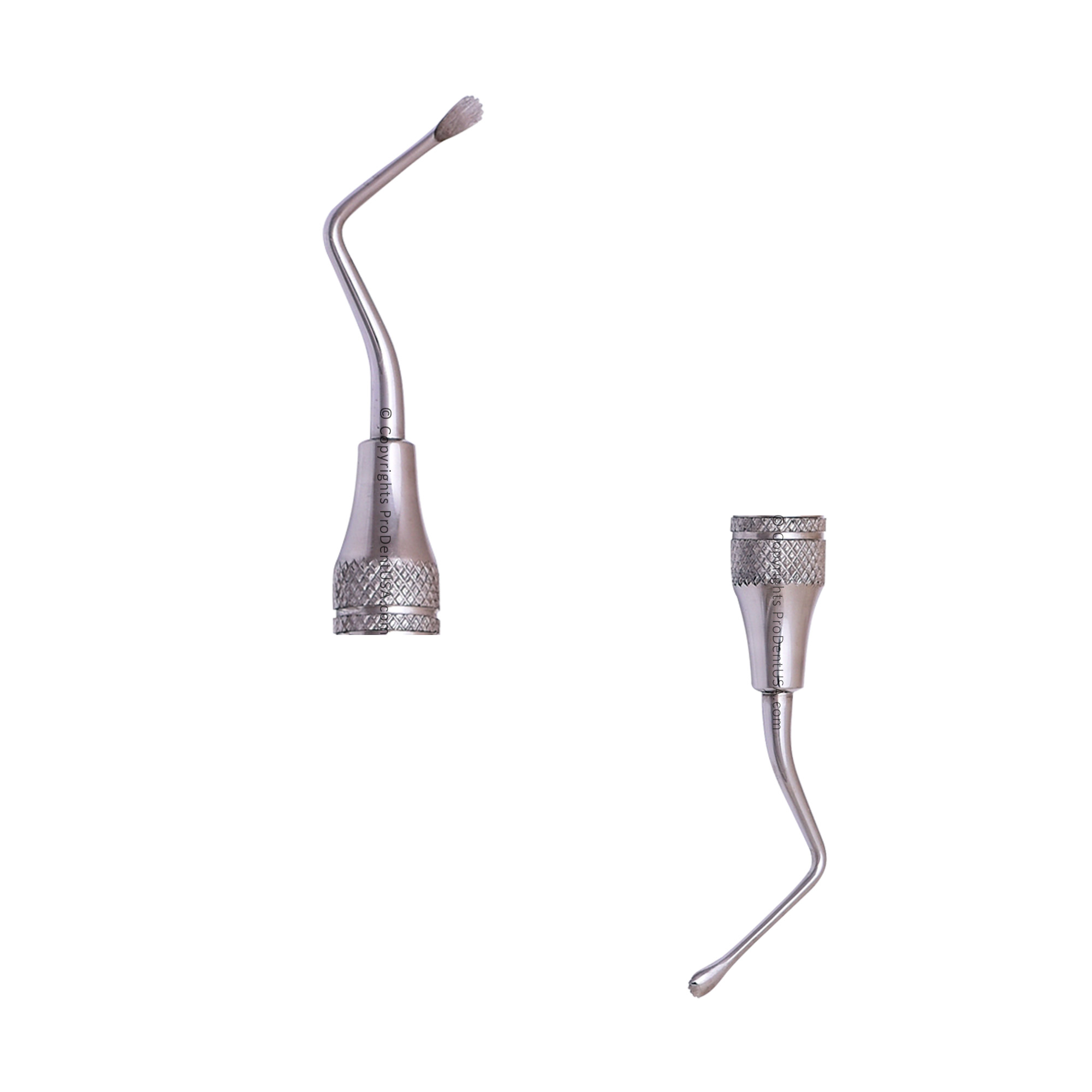 a pair of Lucas Bone Currette dental instruments