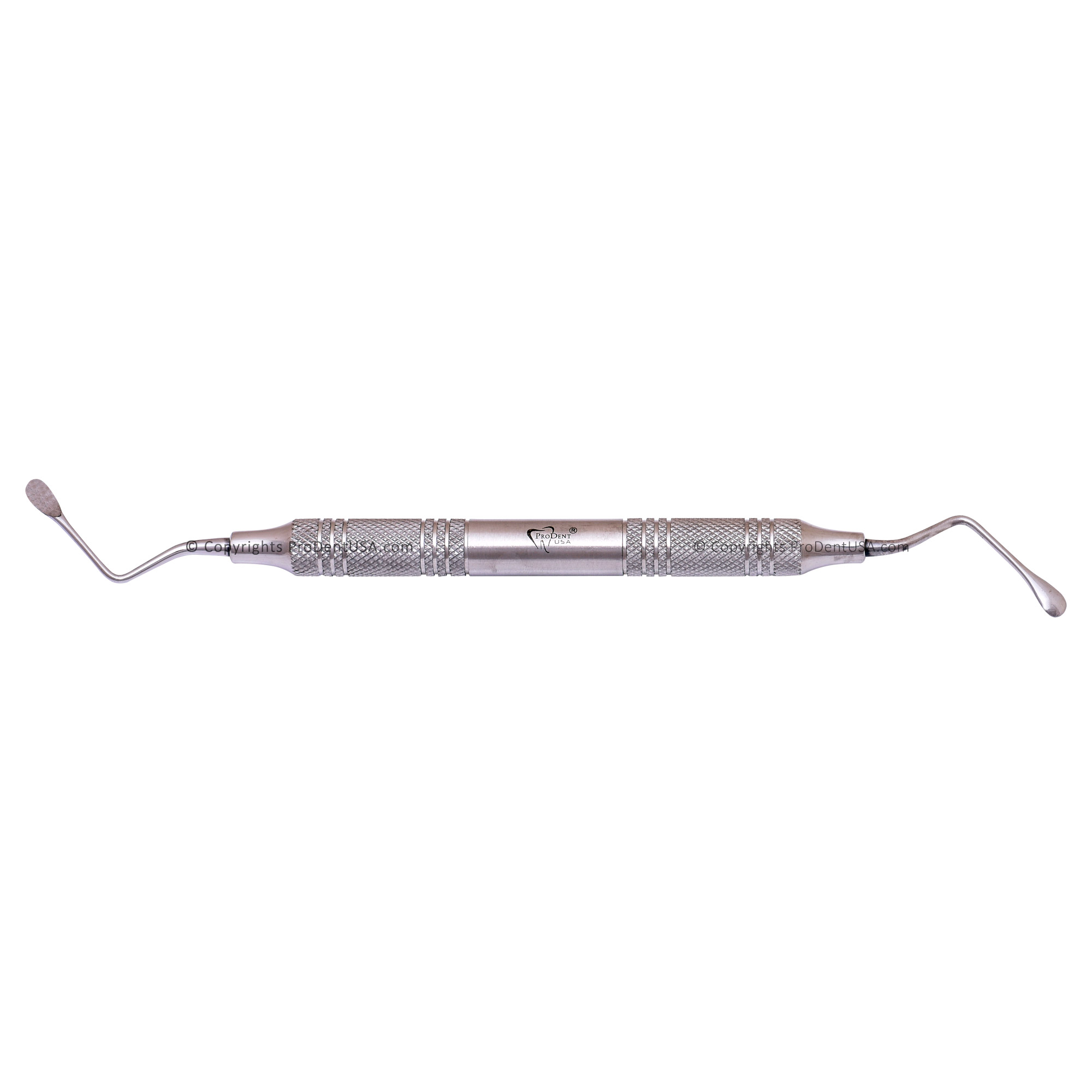 a dental instrument with a pink stainless steel handle on a white background