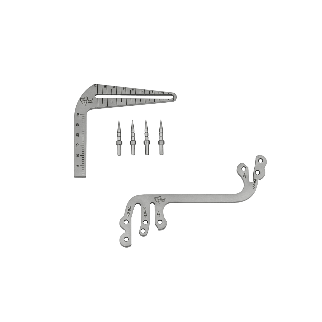 a stainless steel ruler and instruments