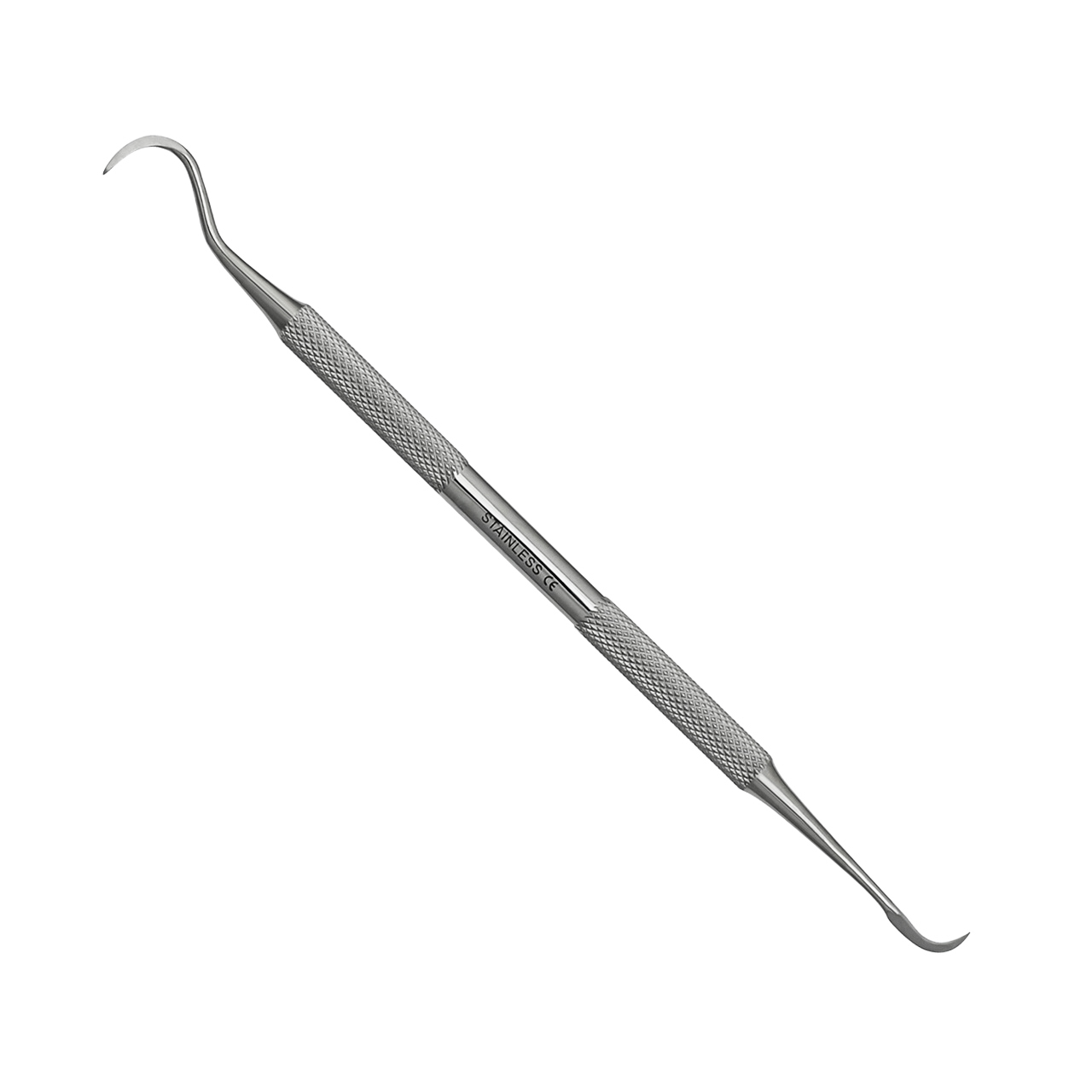 a stainless steel double ended scalar dental tool