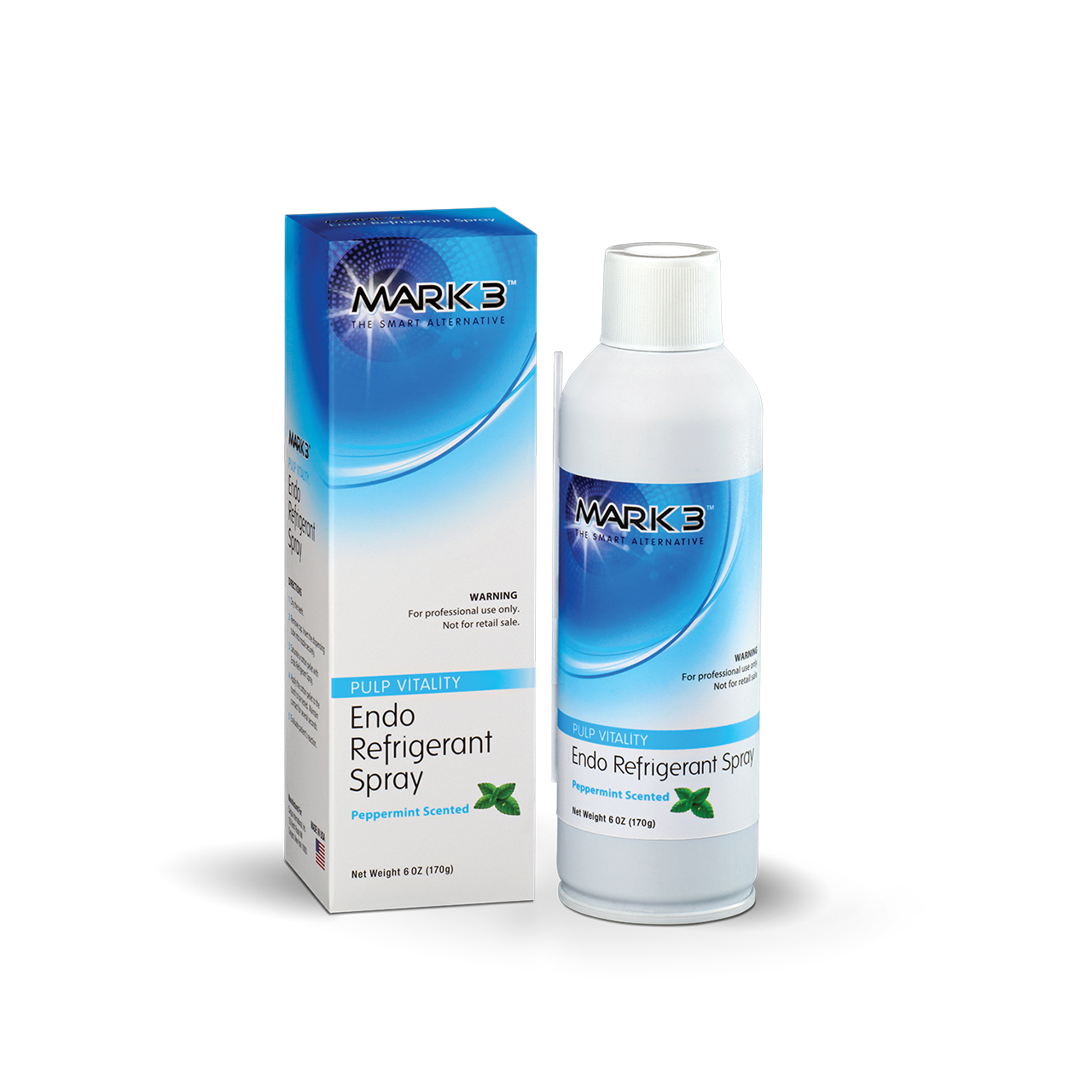 a bottle and box of Mark 3 Endo Refrigerant Spray