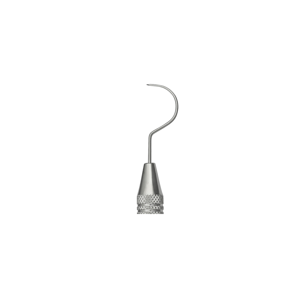 a dental probe with a long needle on a white background