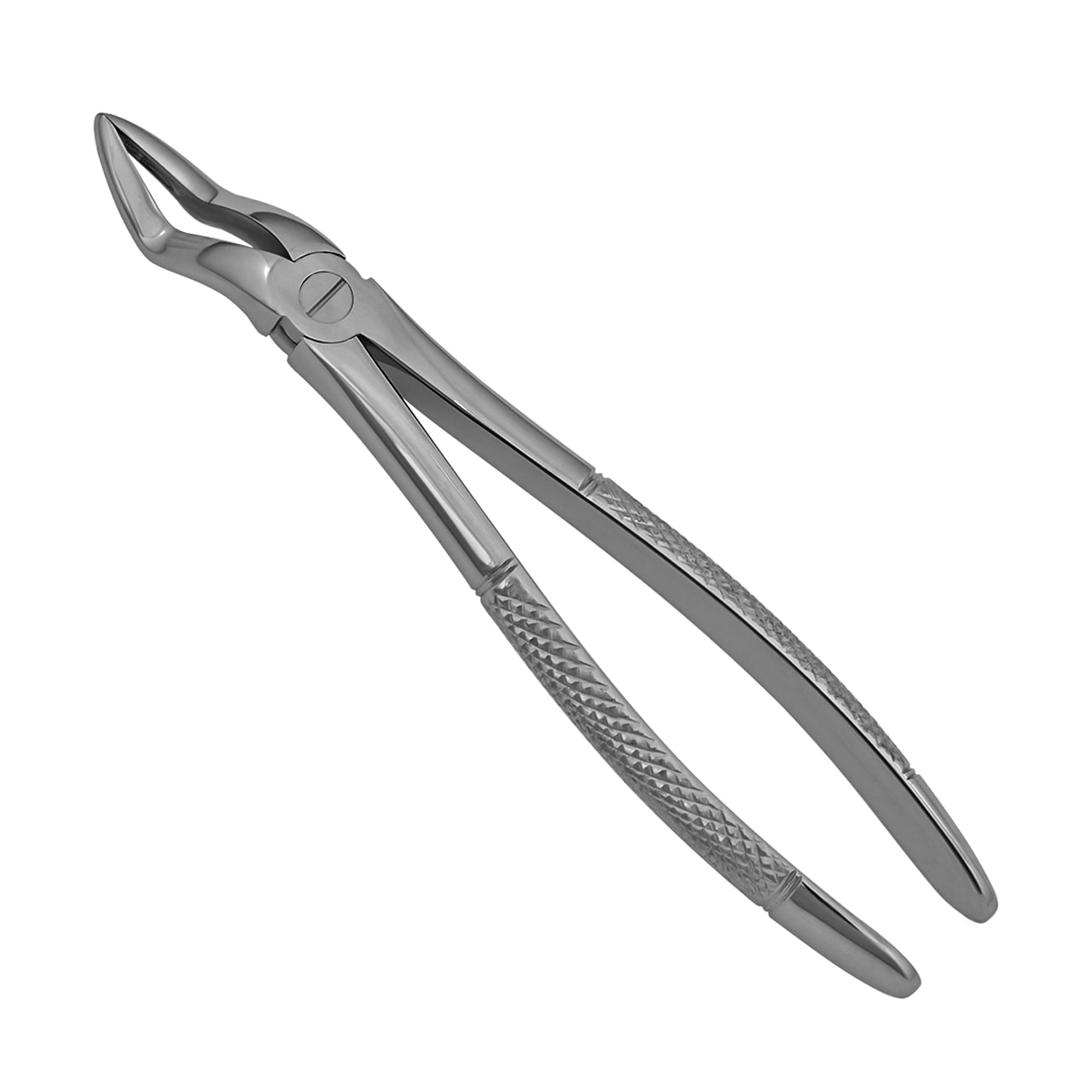 a pair of stainless steel dental pliers on a white background
