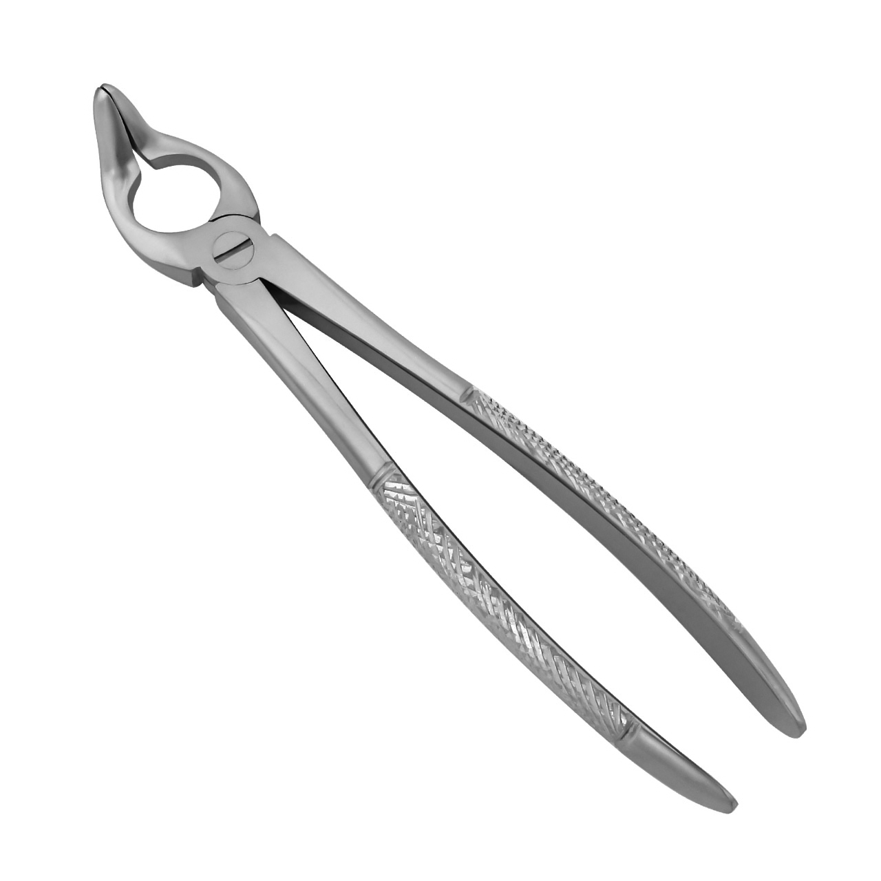 a pair of stainless steel dental pliers on a white background