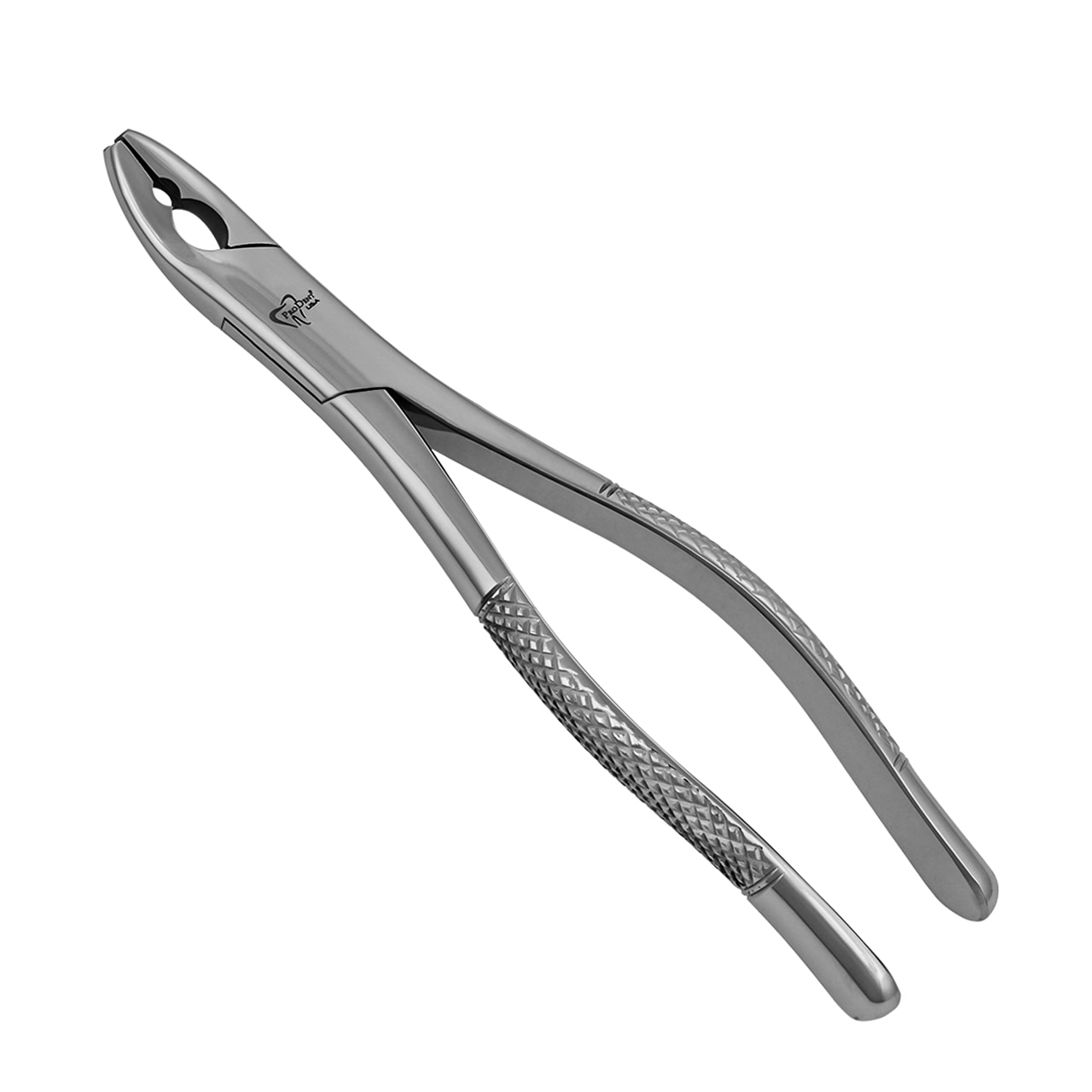 a pair of dental pliers with a hole in the middle on a white background