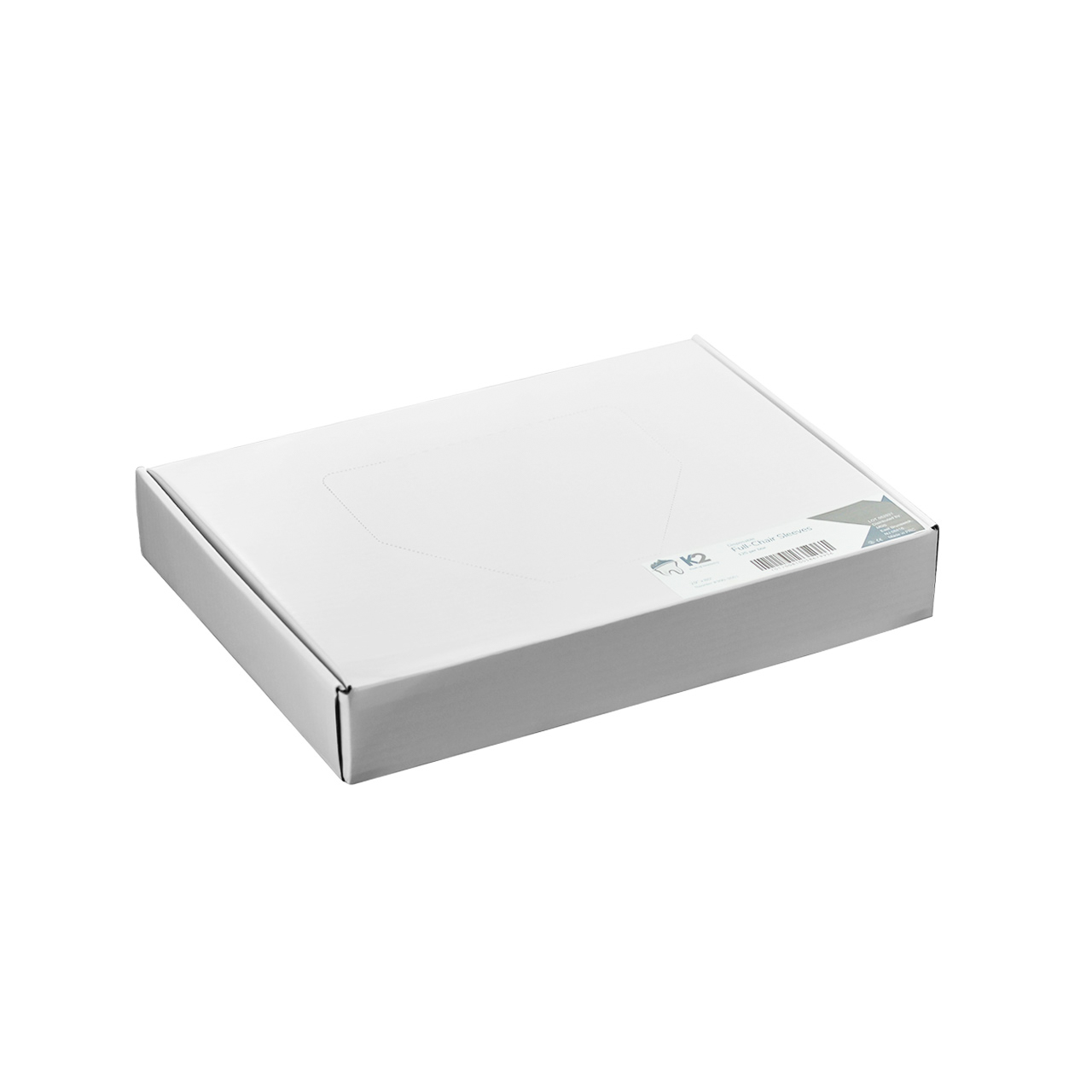 a white cardboard box with a label on it