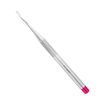 a stainless steel dental tool with a pink tip