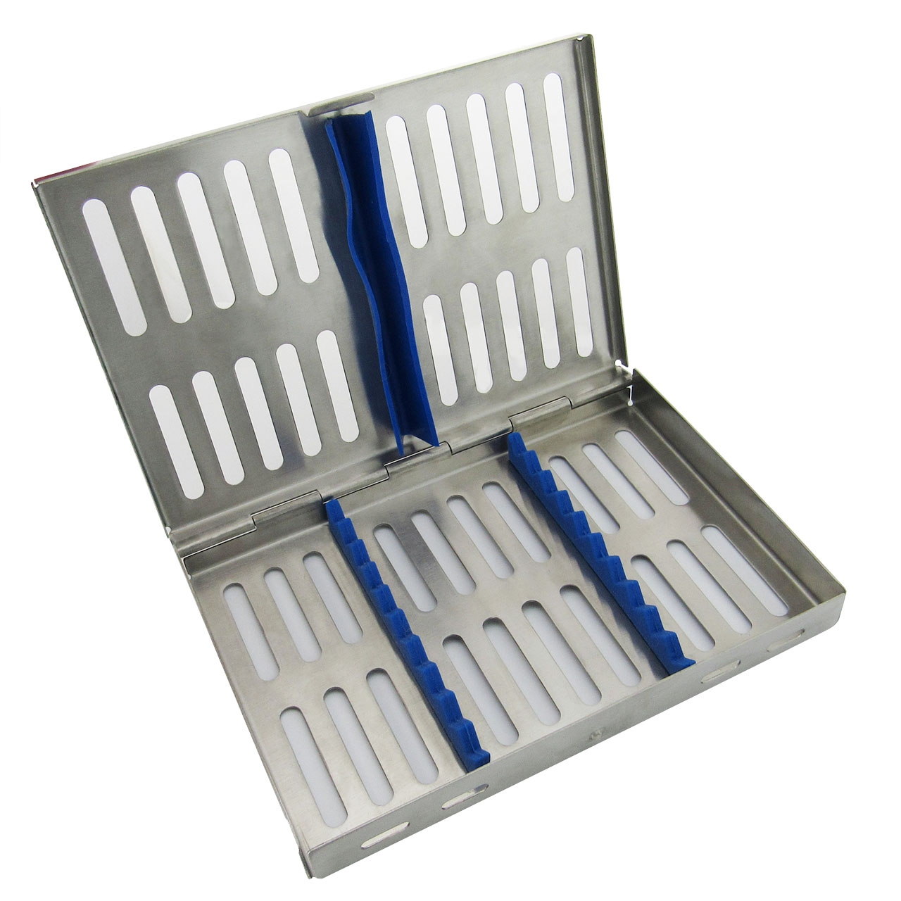 a medium cassette tray with a blue handle