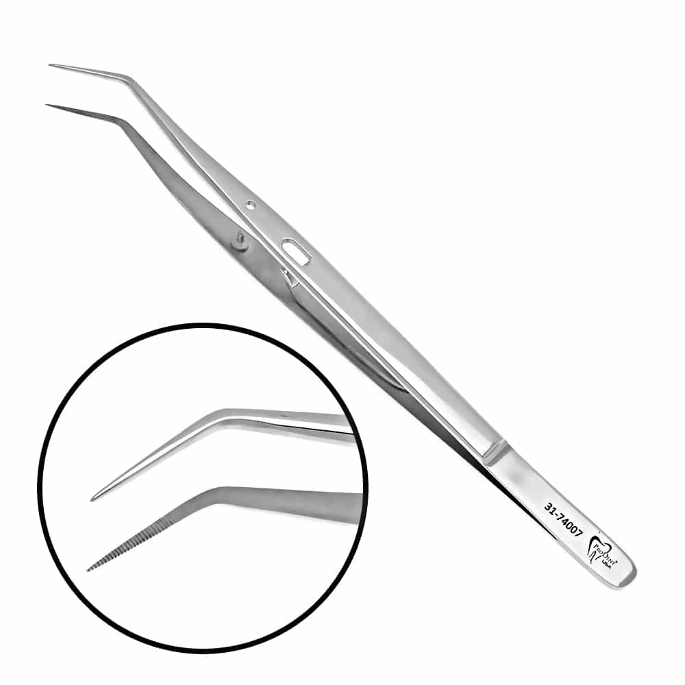 a pair of stainless steel tweezers with the numbers 31714607 on the handle