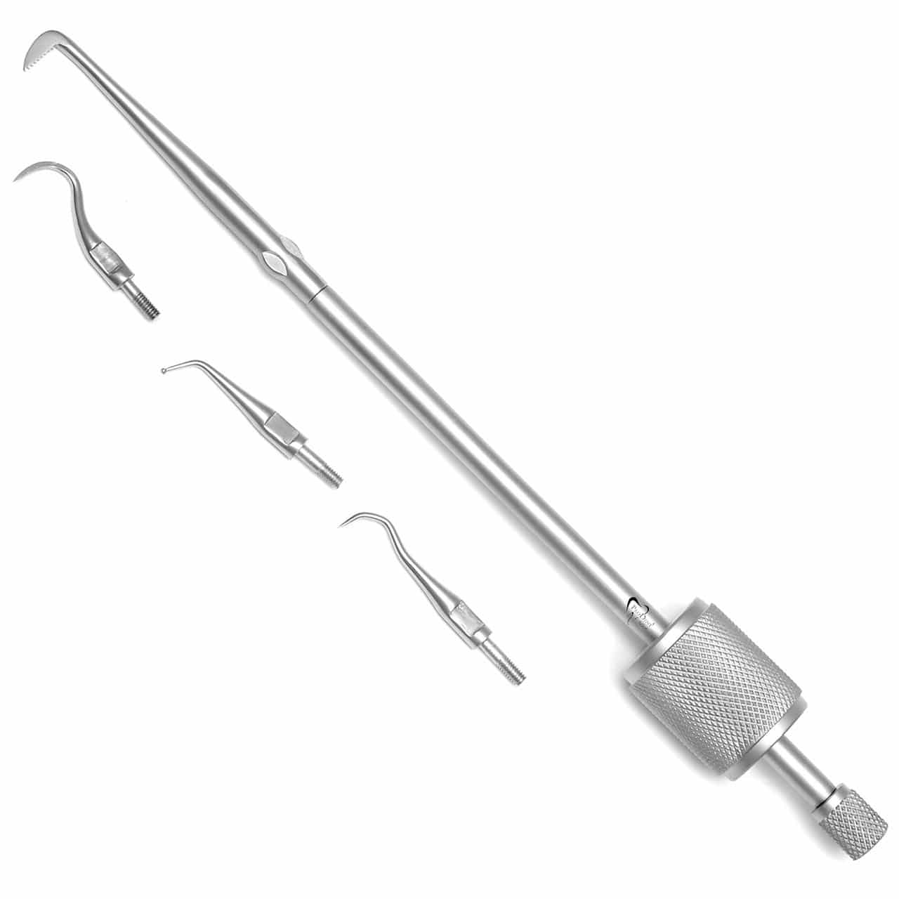 a stainless steel tool with three different heads on it