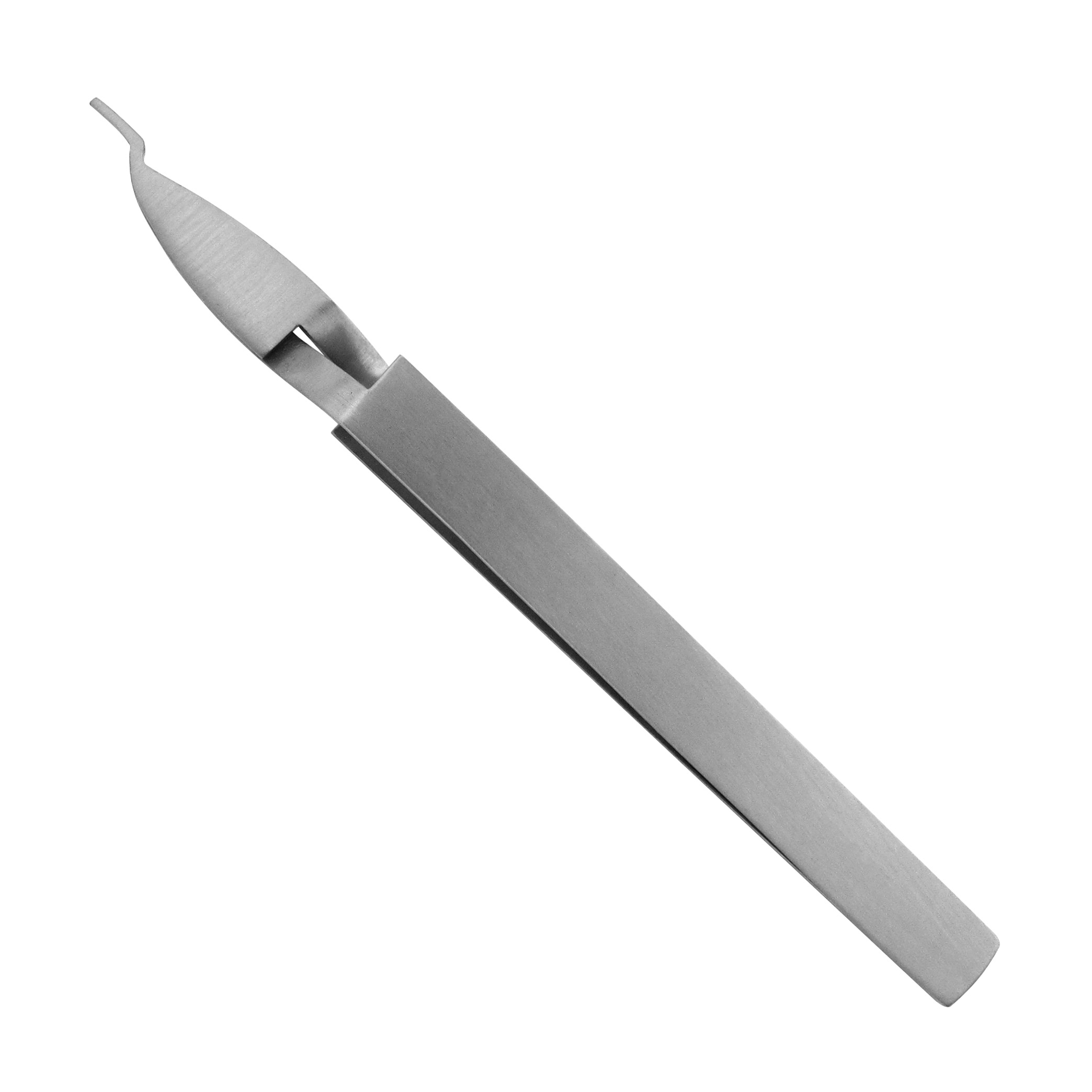 a silver straight tip bracket holder tweezer