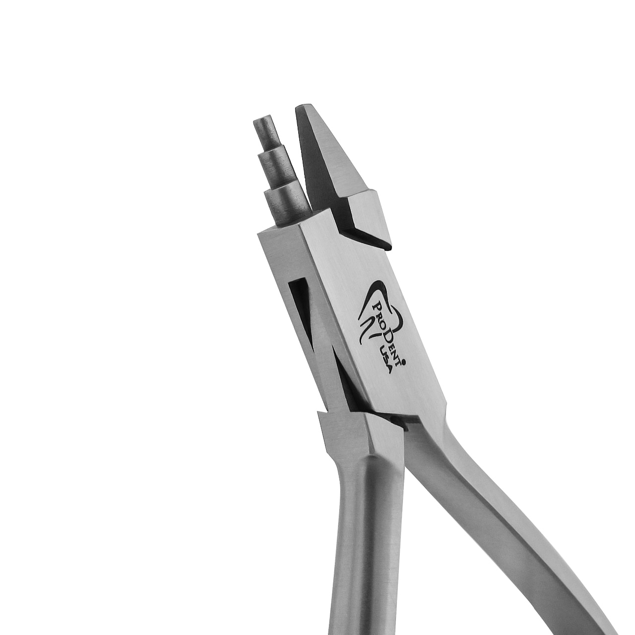 a pair of stainless steel tweed loop forming pliers.